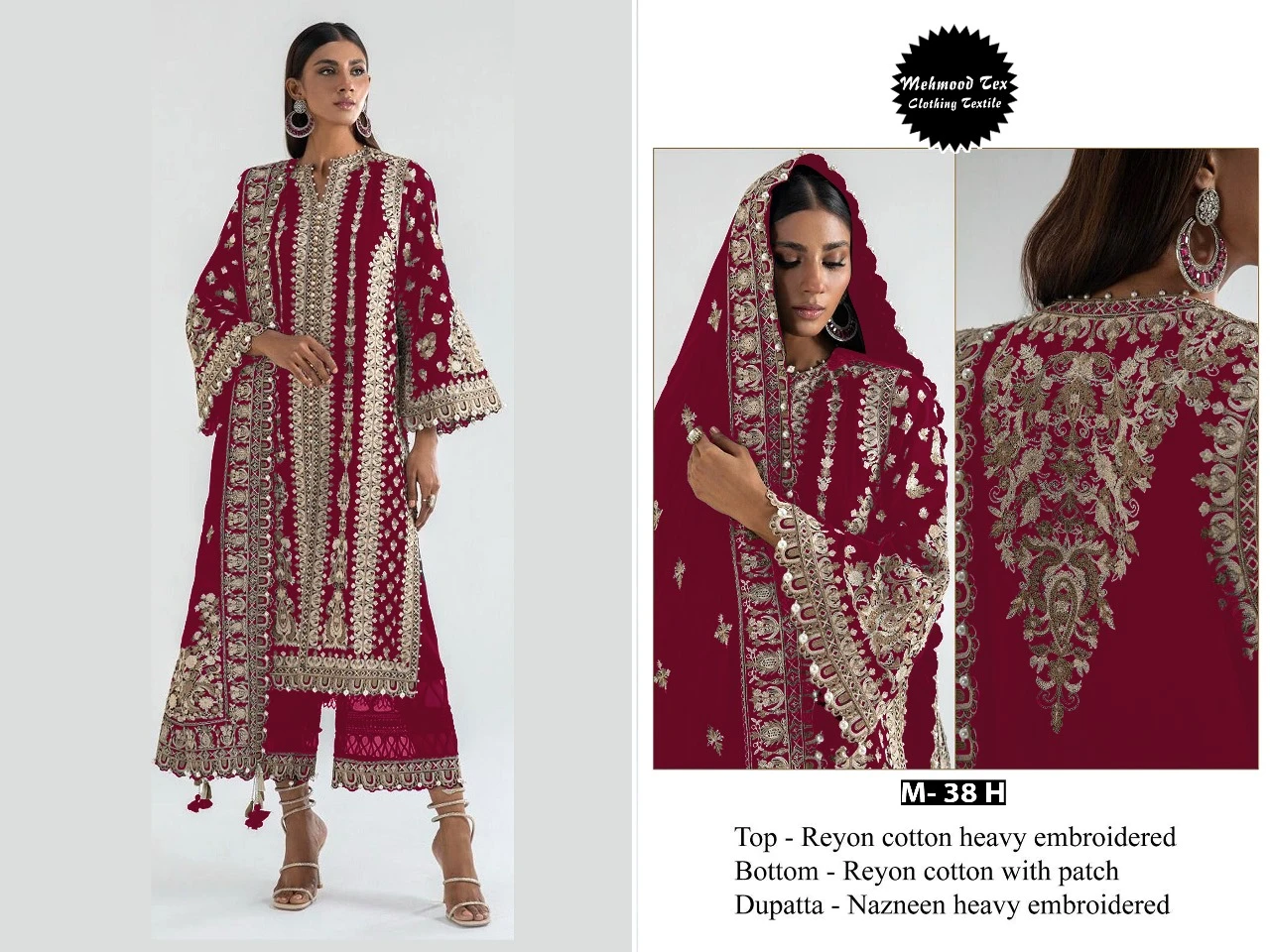 Mehmood Tex M 38 Rayon Cotton Wholesale Pakistani Salwar Suit Catalog — Wholesale Salwar Suits, MPA wholesale from Surat - Gallery Image 4